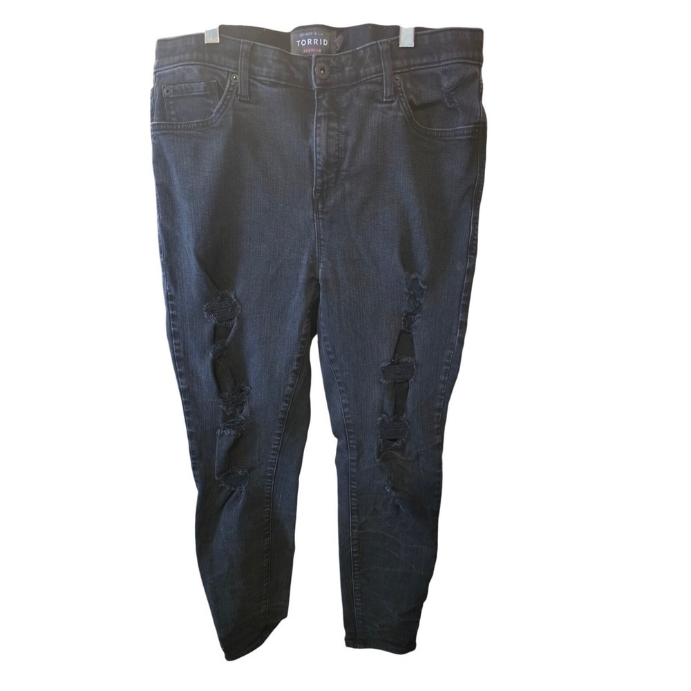 Torrid Sky High Skinny Jeans 14 Womens Plus Size  Black Stretch High Rise